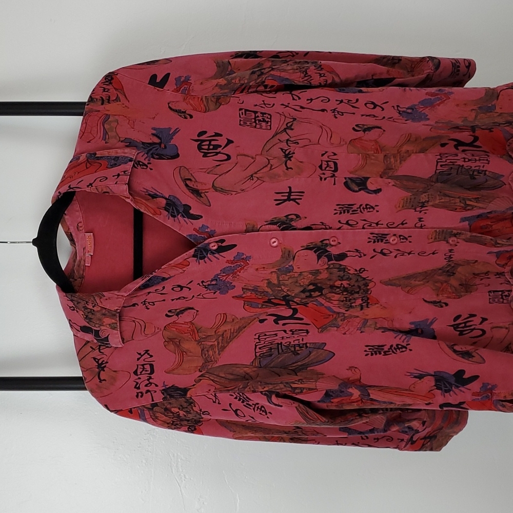 Vintage Tianello Button Up Blouse V Neck Long Sleeve Size M Minimalist  Descript